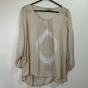 Sofia silk 3/4 sleeved blouse, cream colored, blouse. Size Small.